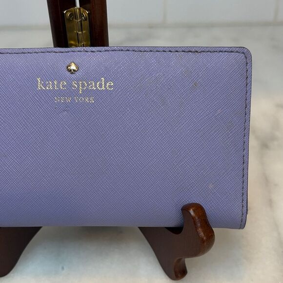 Kate Spade Cross Grain Leather Slim Sleek Snap & Zip Clutch Wallet - Picture 3 of 16